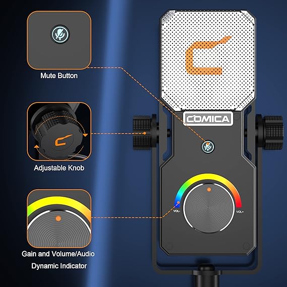 Comica STA-U1 USB Desktop microphone for Gaming with RGB Light