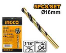 Ingco DBT1101603 HSS Drill Bit Set - Precision 16mm