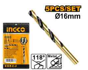 Ingco DBT1101603 HSS Drill Bit Set - Precision 16mm