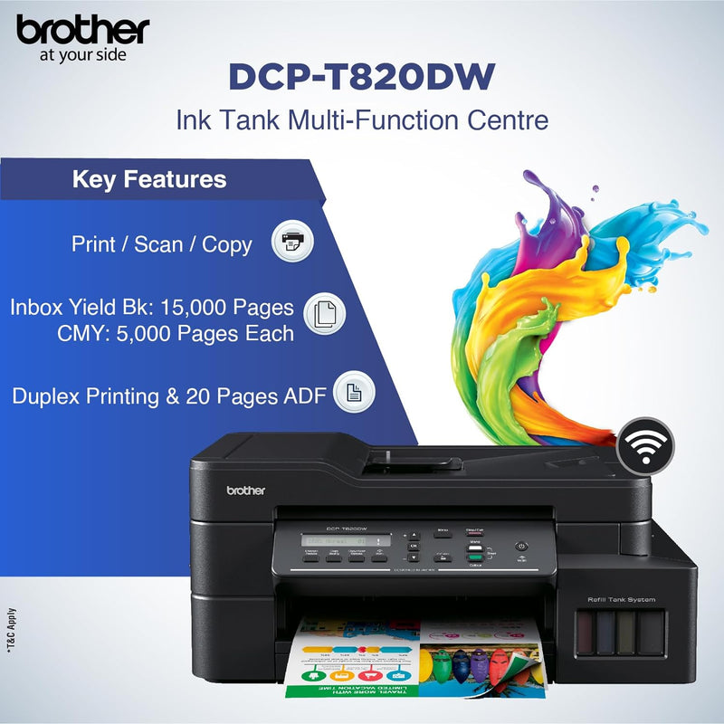 Brother DCP-T820DW - Wi-Fi & Auto Duplex Color Ink Tank Multifunction 
