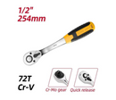 Deli DL2522 1/2 Inch 72 Tooth Ratchet Wrench – Heavy Duty Reversible Ratchet Hand Tool with Quick Release and Ergonomic Grip for Automotive, Mechanical and Workshop Use
