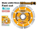 Ingco DMD012302 230mm (9") Dry Diamond Cutting Disc – 22.2mm Bore for Concrete, Stone & Masonry