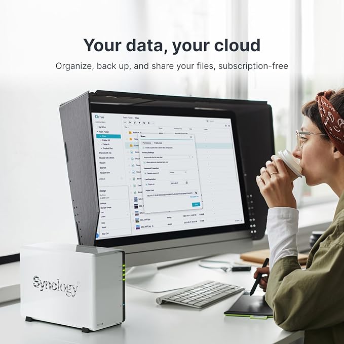 Synology DS223j 2-Bay Diskstation NAS (Network Access Storage) Realtek RTD1619B 4-Core 1.7 GHz 1GB DDR4 Ram 