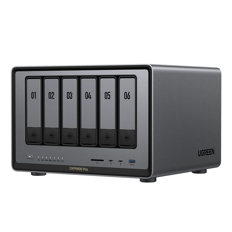 UGREEN NASync DXP6800 Pro 6-Bay NAS – Intel Core i5, 8GB DDR5, 128GB SSD, 10GbE, 8K HDMI – CM720 Network Attached Storage