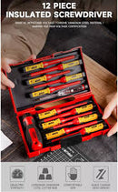 Deli DL510012 12 Pcs Insulation Tool Set – Professional Electrical Kit with Insulated Screwdrivers for Workshop, Installation, and Maintenance Applications