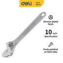 Deli EDL010A 250mm 10" Adjustable Wrench – Heavy Duty Professional Hand Tool for Workshop, Plumbing, Automotive, and Maintenance Applications