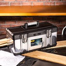 Deli EDL432717 17" 400x180x180mm Stainless Steel Tool Box – Heavy Duty Professional Storage Solution for Workshop, Construction, Automotive, and Industrial Applications