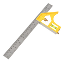 Deli EDL7300Y 300mm 12" 25mm 2.0mm Combination Square – Heavy Duty Precision Measuring Tool for Carpentry, Woodworking, Construction, and Workshop Applications