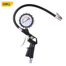Deli EDL8530 0-16bar Tire Gauge – Heavy Duty Dual Unit Dial Pressure Tool with Shockproof Jacket for Automotive Workshop and DIY Use