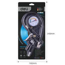 Deli EDL8530 0-16bar Tire Gauge – Heavy Duty Dual Unit Dial Pressure Tool with Shockproof Jacket for Automotive Workshop and DIY Use