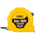 Deli EDL9005Y 5m x 16mm Steel Measuring Tape – Heavy Duty Professional One-Button Tape with Metric and Inch Markings for Workshop, Construction, and Industrial Applications