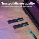 Crucial 16GB DDR5 5600MHz UDIMM desktop RAM connector and module detail