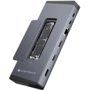 Light Wave M2/NVME-DOCK-15I1 15-in-1 USB-C NVMe SSD docking station showing dual HDMI ports and drive enclosure top