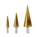 Deli EDH-JTZ0003-ED1 3pcs Step Drill Bit Set – Professional HSS Step Drill Bits for Metal, Sheet, Plastic, and Industrial Drilling Applications