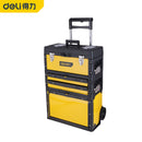 Deli EDL-TS3C-20 520x320x720mm Trolley Toolbox – Heavy Duty Mobile Tool Chest with Wheels and Extendable Handle for Workshop and Job Site Storage
