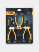 Deli EDL103201-3 3 Piece Mini Pliers Set – Precision Compact Pliers Set for Electronics Repair, Electrical Work, Workshop Maintenance, and DIY Applications