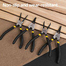Deli EDL20521-4 4 Piece Circlip Pliers Set – Heavy Duty Internal and External Snap Ring Pliers Set for Automotive Repair, Machinery Maintenance, and Industrial Workshop Applications
