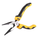 Deli EDL2106 6" Extended Straight Pliers – Long Nose Precision Hand Tool with Yellow Comfort Grip Handle