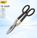 Deli EDL25912 12" Tin Snip – Heavy Duty Professional Cutting Tool with Maximum Cutting Thickness for Carbon Steel ≤0.8mm & Stainless Steel ≤0.6mm, Industrial Grade Workshop, Construction, and Fabrication Hand Tool