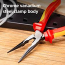 Deli EDL512108 8 Inch 200mm Insulated Labor Saving Long Nose Pliers – Professional VDE 1000V Needle Nose Pliers for Electrical Installation, Wiring and Precision Maintenance Work