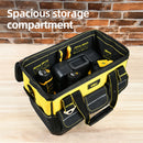Deli EDL586112 16 inch Wide Open Tool Bag – Heavy Duty Professional Portable Utility Storage Bag for Workshop, Construction, Automotive, and Industrial Applications