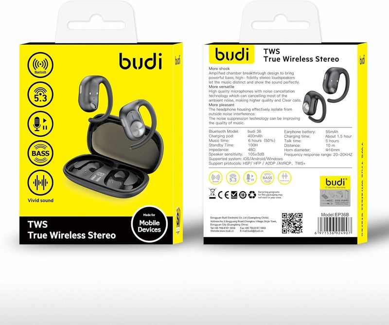 Budi EP36B True Wireless Stereo Earbuds