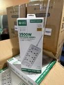 Close-up view of Lightwave LW-EXT-62U2C-3P extension socket showing 6 universal AC outlets, 2 USB ports, and 2 Type-C ports with power indicator switch