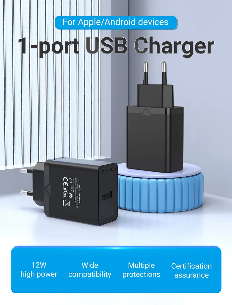 Vention FAAB0-UK 1-Port UK Plug Wall Charger 12W