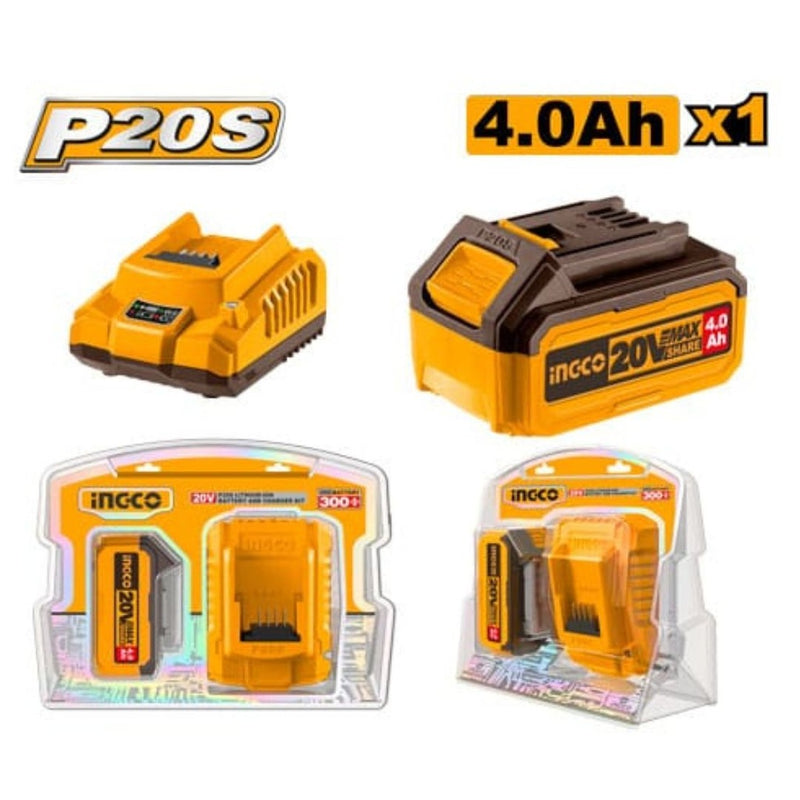 Ingco FBCPK1214 P20S Lithium-Ion battery and charger kit 20V