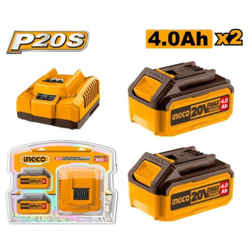 Ingco FBCPK1424 P20S Lithium-Ion battery and charger kit 20V