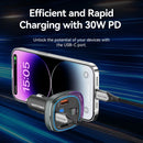 Vention FFLB0 3-Port USB (C + A + A) Car Charger with FM Transmitter (30W/18W/5W) ABS Type