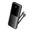 Vention FHOB0 Portable Power Bank (Micro-USB + Type-C + USB-A + USB-A Ports) with Built-in USB-C and Lightning Cables and LED Display 10000mAh 22.5W
