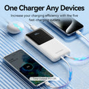 Vention FHOB0 Portable Power Bank (Micro-USB + Type-C + USB-A + USB-A Ports) with Built-in USB-C and Lightning Cables and LED Display 10000mAh 22.5W