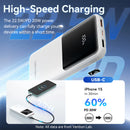 Vention FHOB0 Portable Power Bank (Micro-USB + Type-C + USB-A + USB-A Ports) with Built-in USB-C and Lightning Cables and LED Display 10000mAh 22.5W