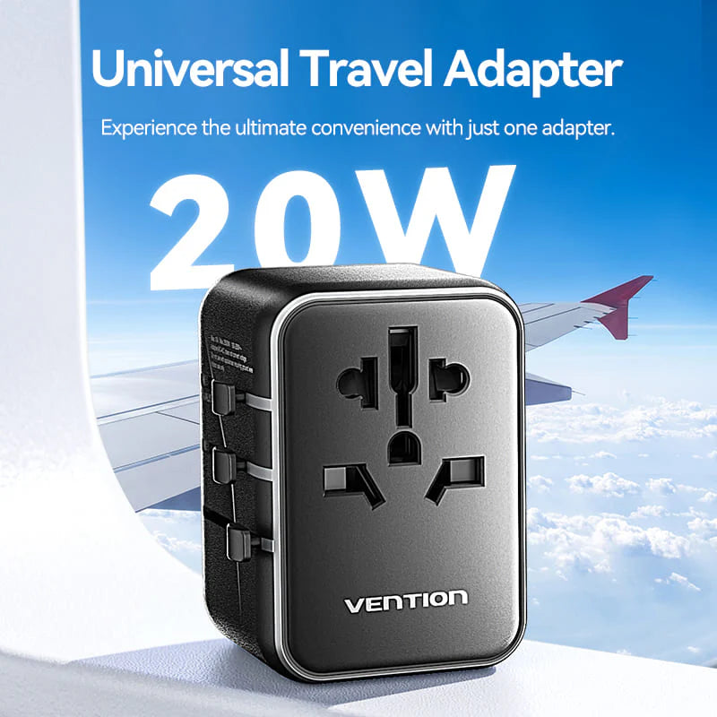 Vention FJEB0 Universal Travel Charging Adapter (20W/18W/18W)
