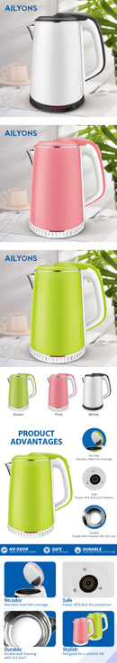 AILYONS FK-0306 1.8L Stainless Steel Electric Kettle – Rapid Boil, Durable Stainless Steel, Easy-Pour Spout, Ideal for Home, Office & Commercial Use