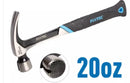Fixtec FHCH20020 Claw Hammer – Fiberglass Handle, 20oz Heavy-Duty Construction Tool