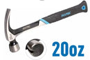 Fixtec FHCH20020 Claw Hammer – Fiberglass Handle, 20oz Heavy-Duty Construction Tool