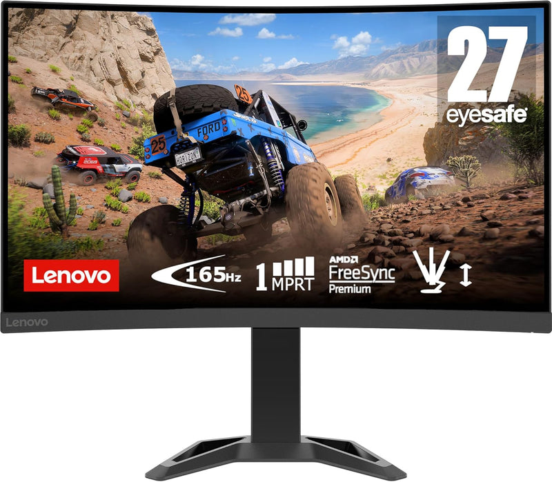 Lenovo G27qc-30 QHD 27-Inch Curved Gaming Monitor - 2560 x 1440 Screen, 1ms Response Time, HDMI, DisplayPort, Height Adjustable