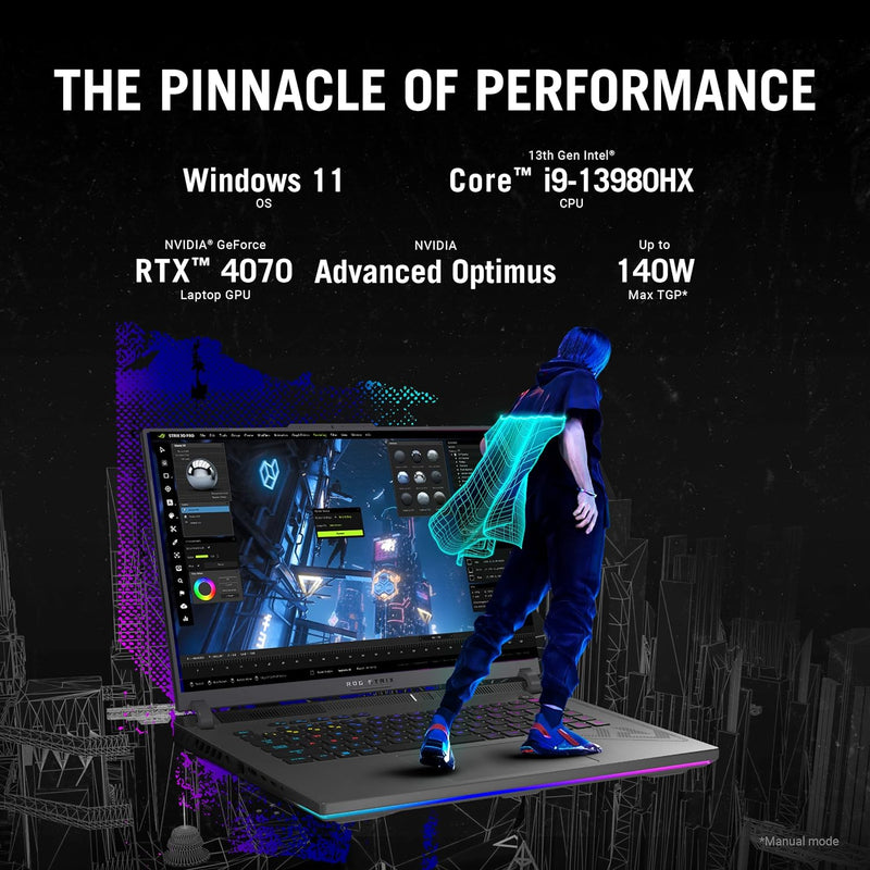 Asus ROG Strix G16 Gaming Laptop G614JV-N3404W - Intel Core i9-13980HX, 13th Gen, 32GB RAM DDR5, 1TB SSD, 8 GB RTX 4060 NVIDIA Graphics, 16" WUXGA Display, Windows 11 Home (90NR0C61-M00WJ0)
