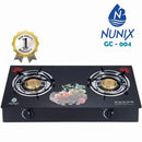 Nunix GC-004 Glass Table top Double Burner Gas Cooker