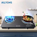 AILYONS GS005A-1 2 Burner Glass Top Gas Cooker &amp; Infrared Double Burner – Fast Heating, Energy Efficient &amp; Durable Design