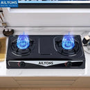 AILYONS GS013-3 Stainless Steel Double Burner Gas Cooker Table Top Stove – Durable Design, Fast Heating & Easy Cleaning