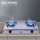 AILYONS GS017 Gas Cooker Double Burner Stainless Steel Table Top – Durable Stainless Steel, Fast Cooking &amp; Easy Cleaning