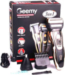 Geemy GM-595 3 in 1 Rechargeable Shaver and Trimmer Set Beard Nose & Ear trimmer