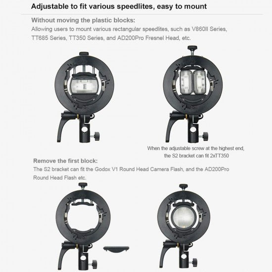 Godox S2 Camera Speedlite Bracket for Bowens