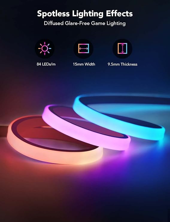 Govee RGBIC Gaming Lights, 3M Neon Rope Lights Soft Lighting