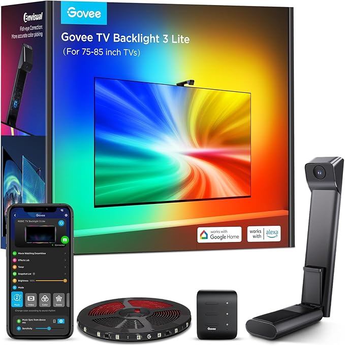 Govee TV Backlight 3 Lite with Fish-eye Correction Function Sync to 75-85 Inch