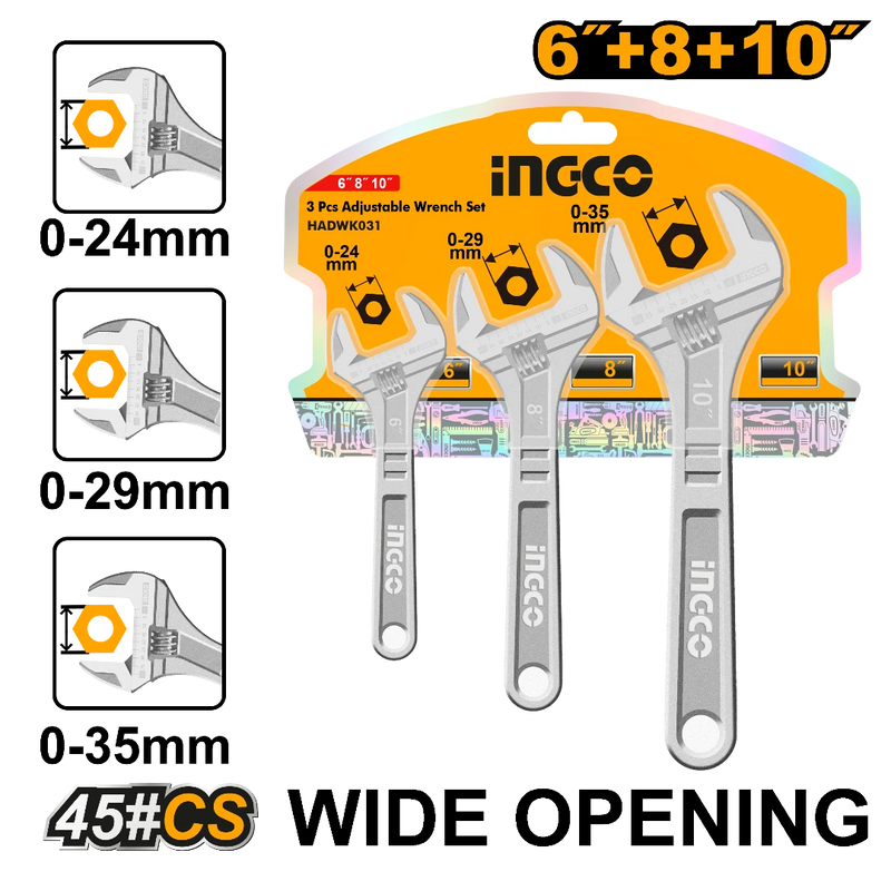 Ingco HADWK031 3 Piece Wrench Set