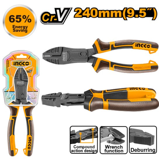 Ingco HCCP58240 Compound Action Combination Pliers - 9.5"/240mm